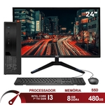 Computador Completo Intel Core i3 7ª Geração 8GB DDR4 SSD 480GB (Placa de vídeo Intel UHD 630) Monitor 24